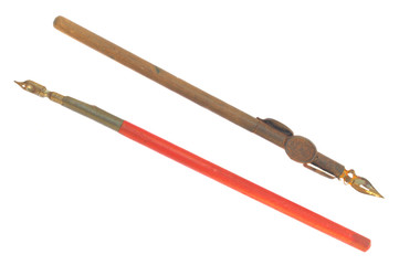 two vintage feather pens