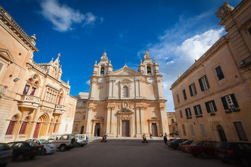Fototapeta na wymiar The St. Paul's Cathedral in Mdina