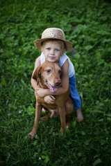 Friendship between a child and a dog