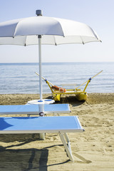 Sunbeds and umbrellas on the beach