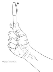 Hand holding pen, illustration is editable so you can put any ob