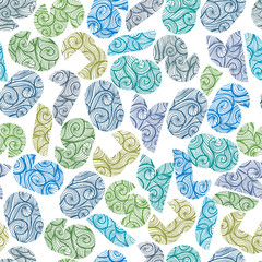 Seamless pattern with modern shape numbers textured, hand drawn