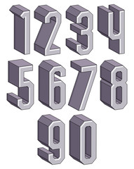 3d geometric numbers set.