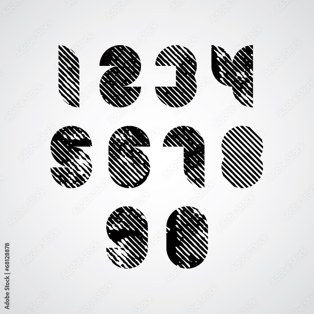 Poster digital modern style numbers with halftone lines