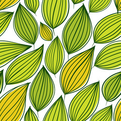 Seamless floral pattern, green leaves
