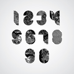 Digital modern style numbers with halftone lines 