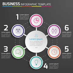 6-Step process infographics dark vector background