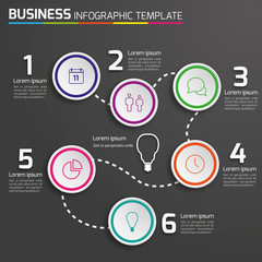 6-Step way process infographics dark vector background