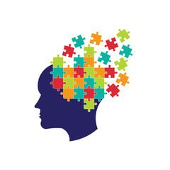 Concept of thought to solve brain Logo