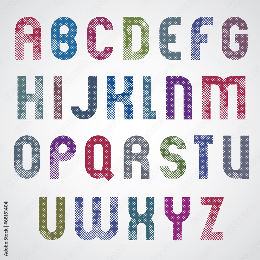 Fototapete halftone print dots textured font with rounded corners