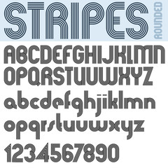 Stripes retro style graphic font.