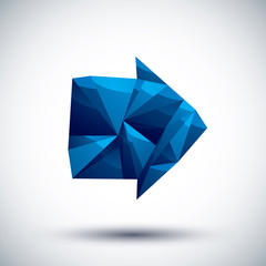 Blue arrow geometric icon made in 3d modern style