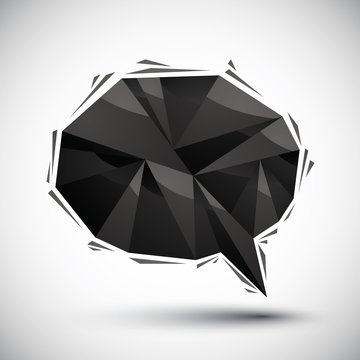 Black speech bubble geometric icon made in 3d modern style