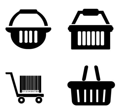Panier et caddie en 4 ic&ocirc;nes