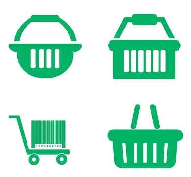 Panier et caddie en 4 ic&ocirc;nes