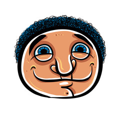 Happy cartoon face, vector illustration.