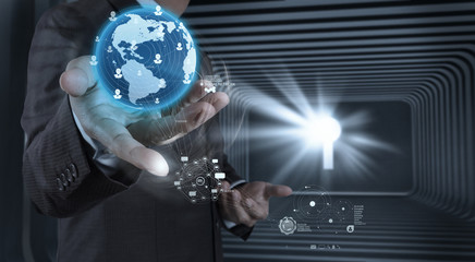 businessman working with new modern computer show social network