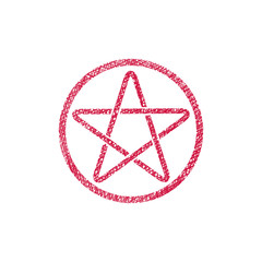 Five point star vector icon with hand drawn texture.