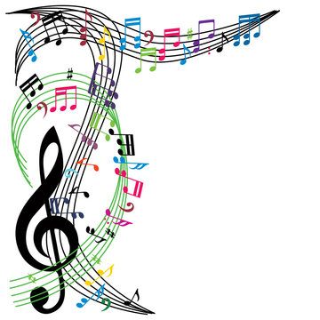 colorful music notes border