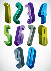3d extra tall numbers set in blue and green colors 