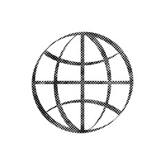 Earth simplistic vector icon, pixel print halftone dots