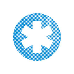 Emergency ambulance vector symbol, pixel print dot