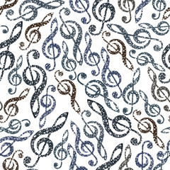 Music theme seamless vector background with clefs
