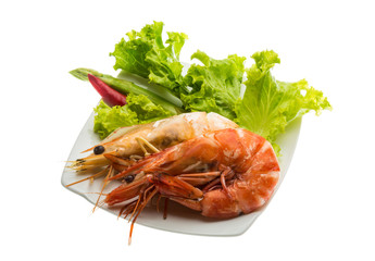 Boiled king prawns