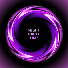 Abstract light purple swirl circle on black background