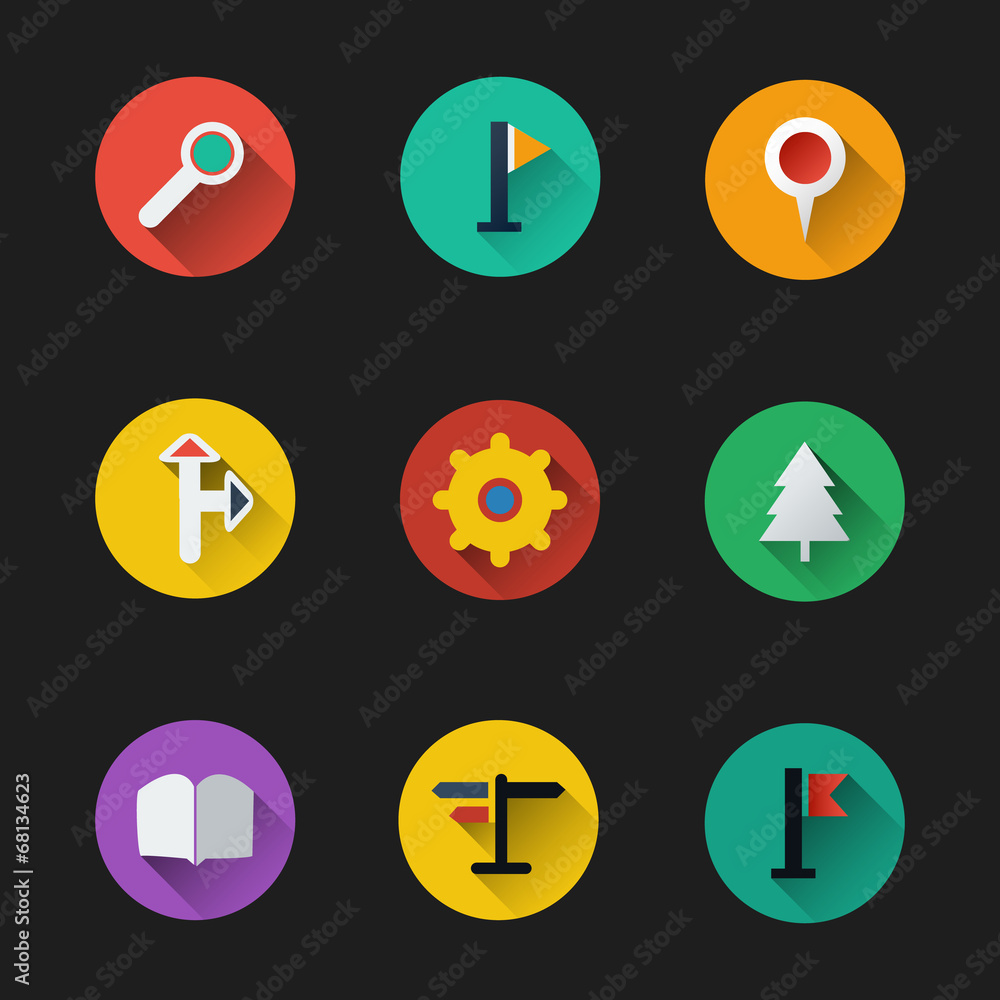 Poster flat ui design - colorful map icon set
