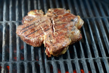 Beef steak grilled on a bbq, florentine t-bone beef steak