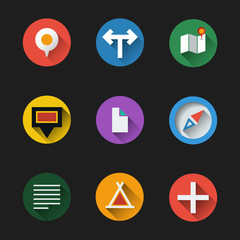 Flat UI Design - Colorful Map Icon Set