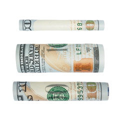 set one hundred dollar bill isolated on white