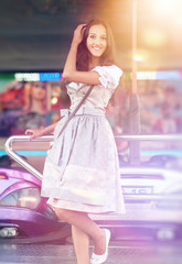 German Woman posing and wearing traditional Dirndl