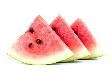 Watermelon pieces on white background