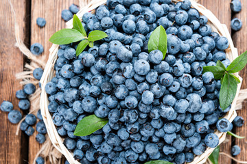 Portion of fresh harvested Blueberries