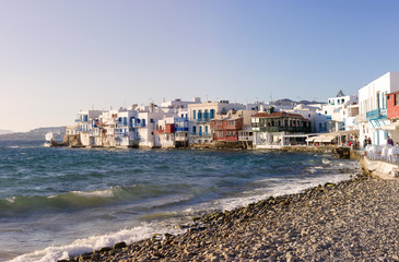 traditional houses by the sea in Mykonos