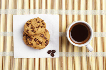 Cookies with chocolate and coffee