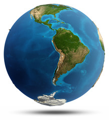 Fototapeta premium Planet Earth real relief and water