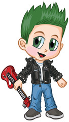 Anime Punk Rocker Boy Vector Cartoon