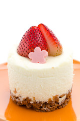 Strawberry cheesecake isolated on white background