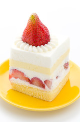 Strawberry cheesecake isolated on white background