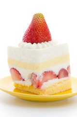 Strawberry cheesecake isolated on white background