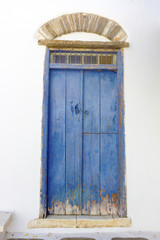 blue wooden  door