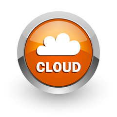 cloud orange glossy web icon