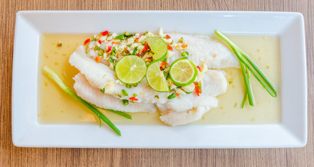 Steamed basa fish