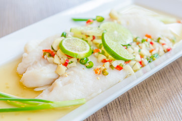 Steamed basa fish