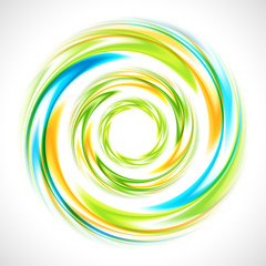 Abstract blue, green and yellow swirl circle bright background