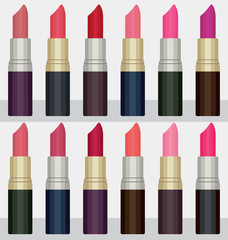 Colorful lipsticks vector set 1