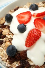 traditional yogurt parfait with fruit coulis